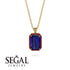 Halo Emerald Cut Sapphire Necklace - Izabella No. 58