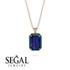 Halo Emerald Cut Sapphire Necklace - Izabella No. 29 image 8