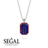 Halo Emerald Cut Sapphire Necklace - Izabella No. 60