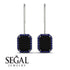 Halo Emerald Cut Black Diamond Earrings - Izabella No. 69