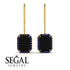 Halo Emerald Cut Black Diamond Earrings - Izabella No. 67
