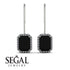 Halo Emerald Cut Black Diamond Earrings - Izabella No. 9