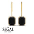 Halo Emerald Cut Black Diamond Earrings - Izabella No. 7