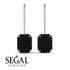 Halo Emerald Cut Black Diamond Earrings - Izabella No. 39