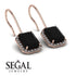 Halo Emerald Cut Black Diamond Earrings - Izabella No. 8