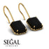 Halo Emerald Cut Black Diamond Earrings - Izabella No. 37