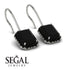 Halo Emerald Cut Black Diamond Earrings - Izabella No. 39