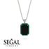 Halo Emerald Cut Black Diamond Necklace - Izabella No. 24