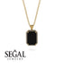 Halo Emerald Cut Black Diamond Necklace - Izabella No. 7