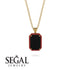 Halo Emerald Cut Black Diamond Necklace - Izabella No. 52