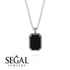 Halo Emerald Cut Black Diamond Necklace - Izabella No. 9