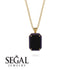 Halo Emerald Cut Black Diamond Necklace - Izabella No. 67