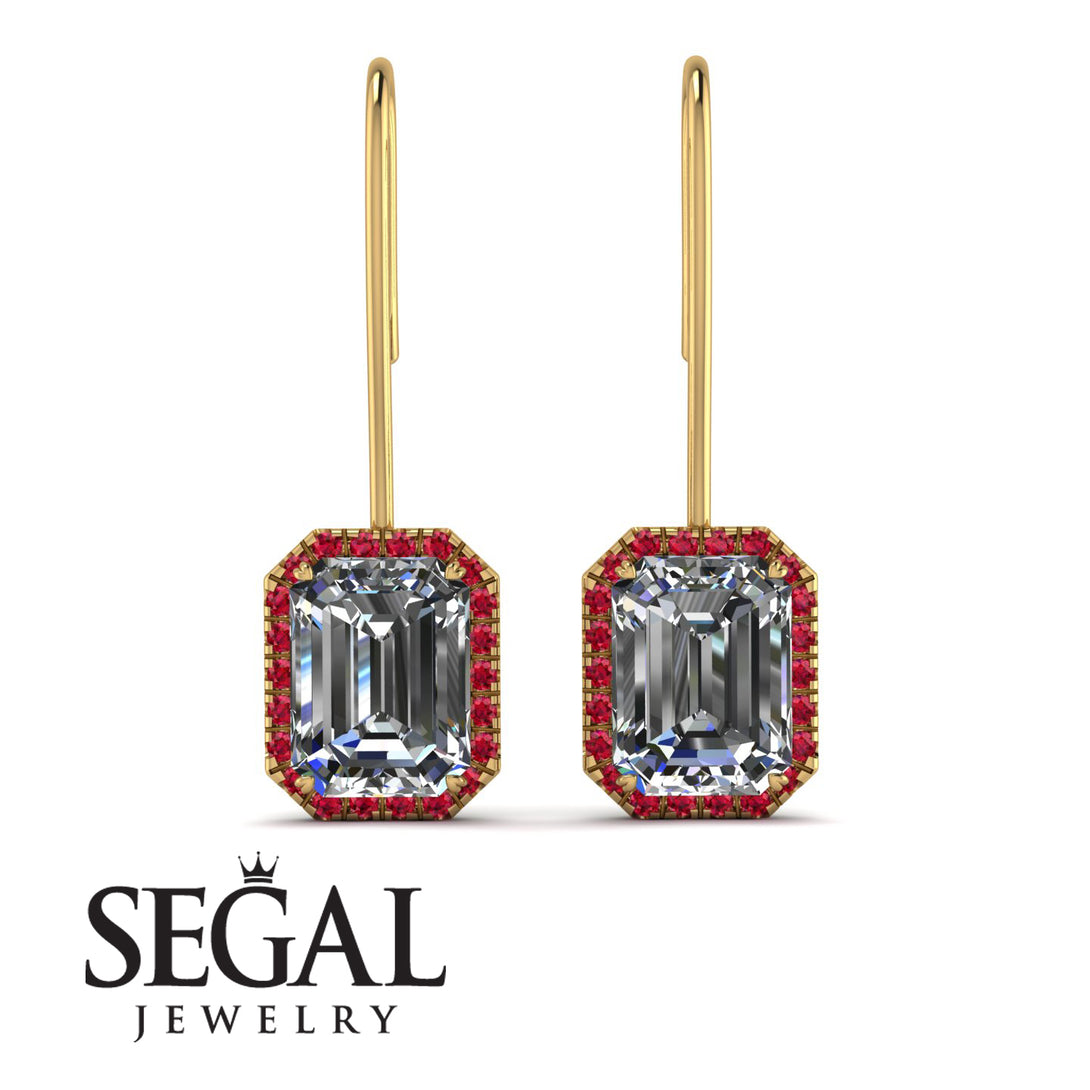 Halo Emerald Cut Diamond Earrings - Izabella No. 46