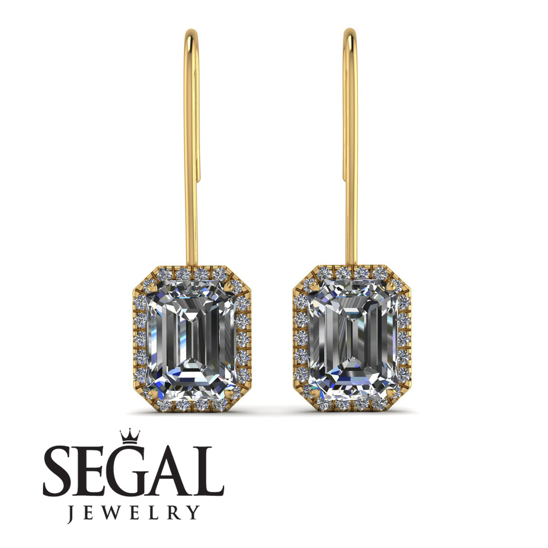Halo Emerald Cut Diamond Earrings - Izabella No. 1