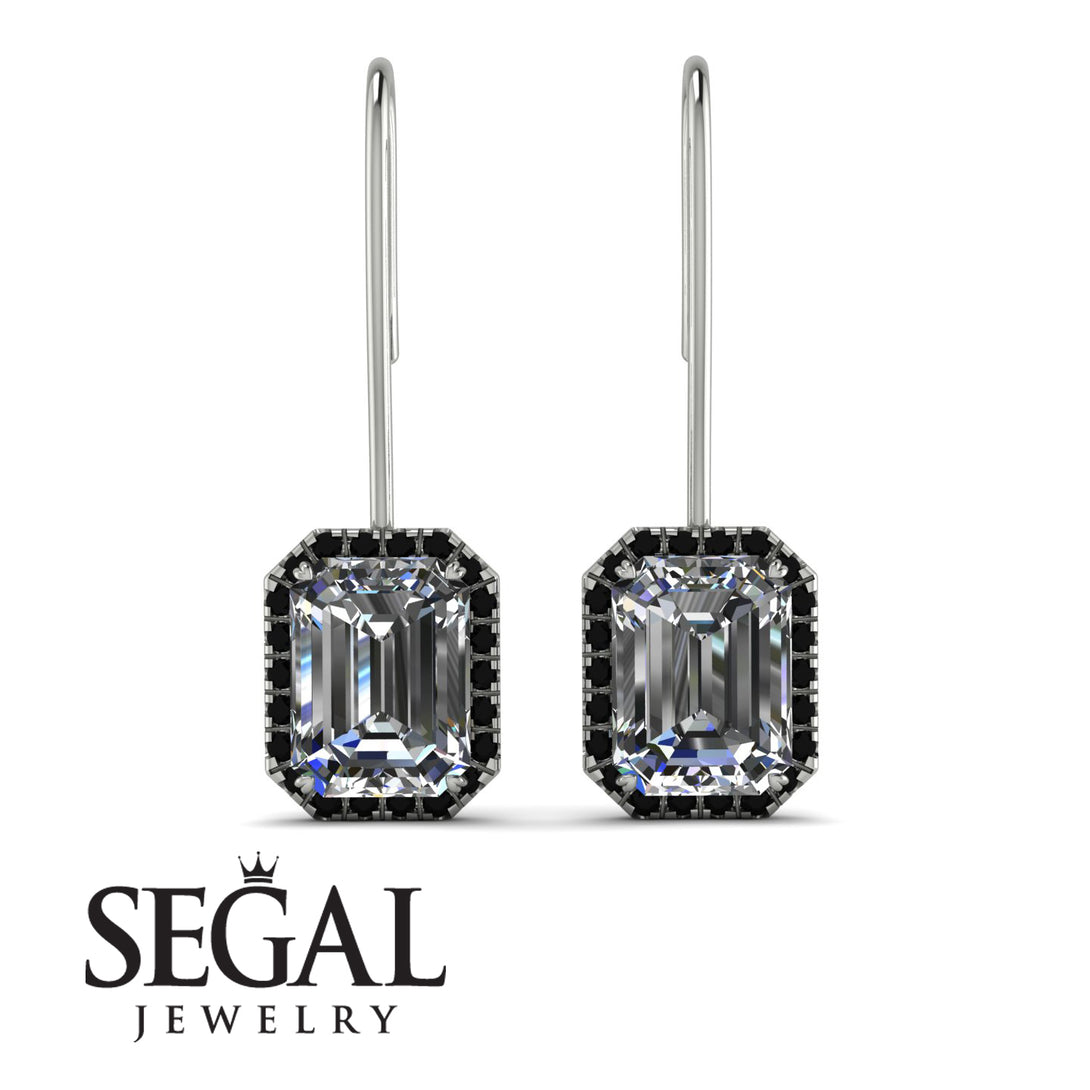 Halo Emerald Cut Diamond Earrings - Izabella No. 33
