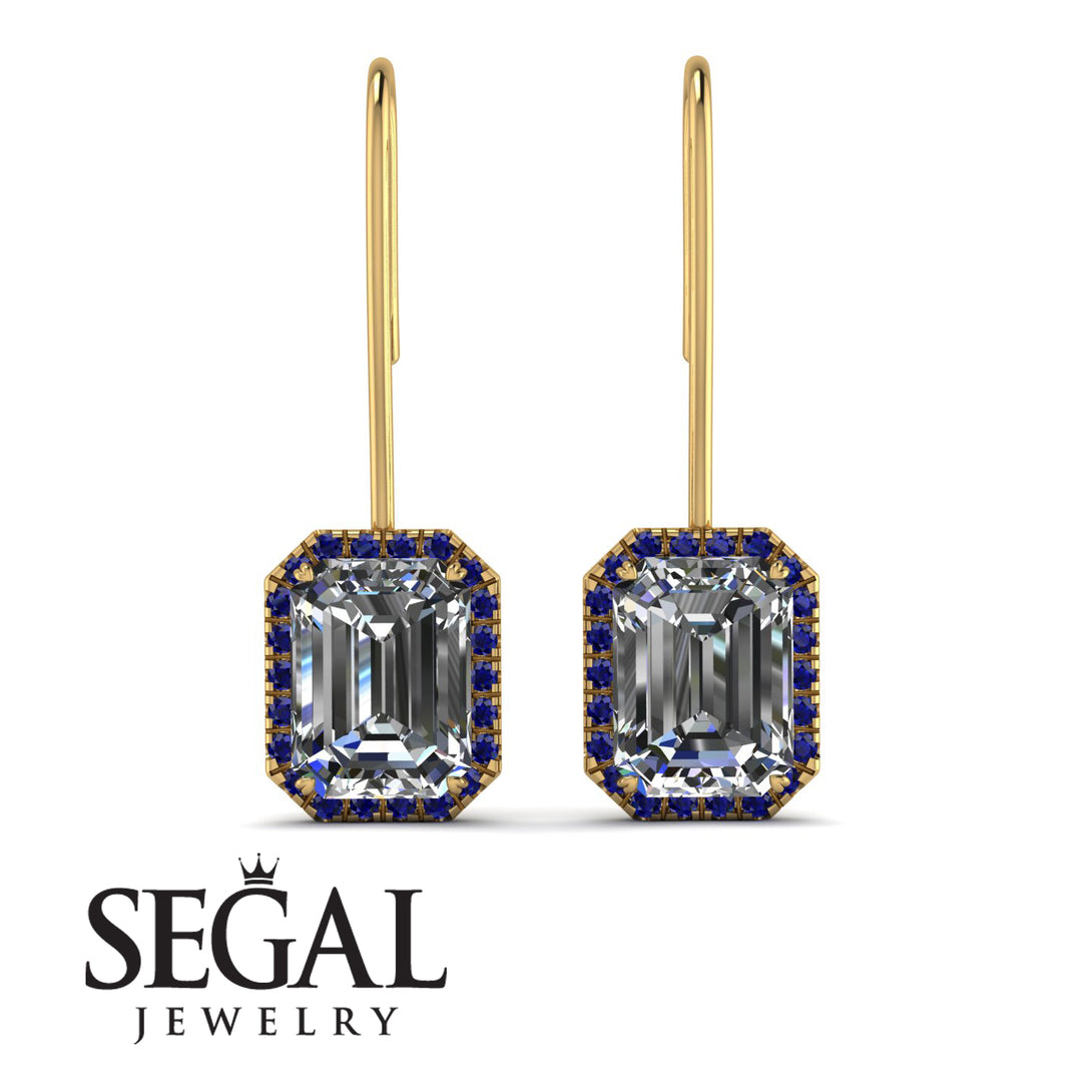 Halo Emerald Cut Diamond Earrings - Izabella No. 61