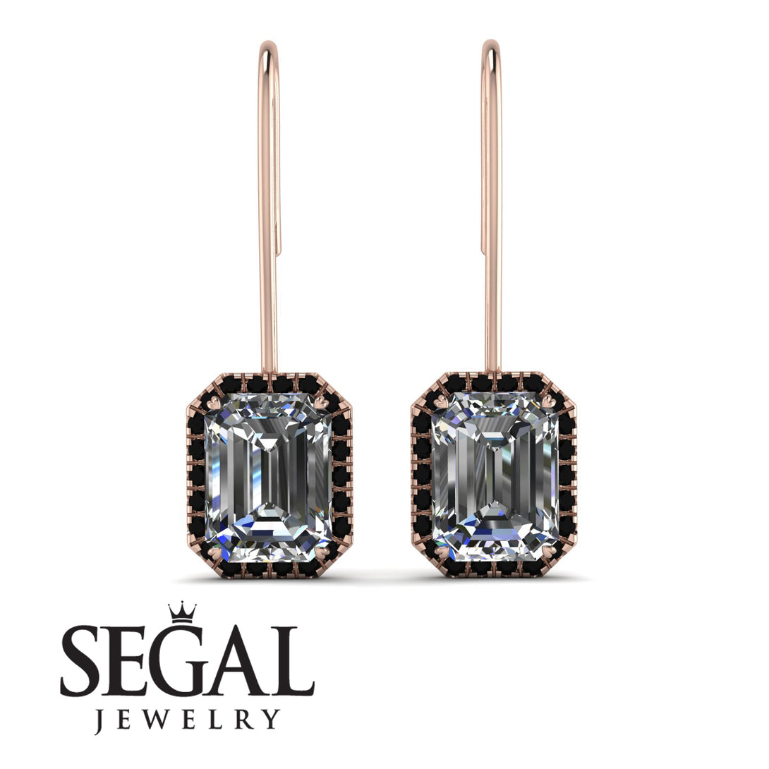 Halo Emerald Cut Diamond Earrings - Izabella No. 32