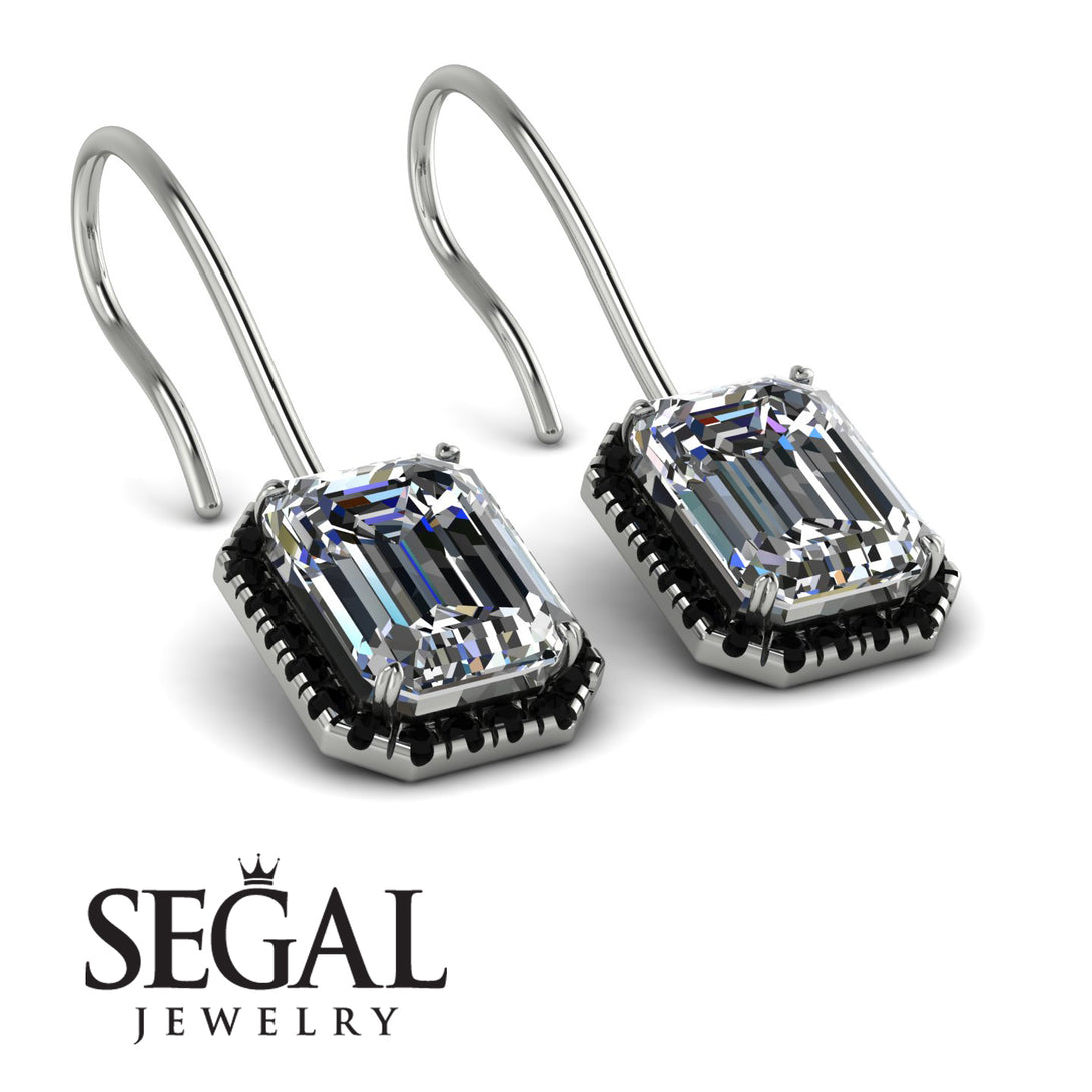 Halo Emerald Cut Diamond Earrings - Izabella No. 33