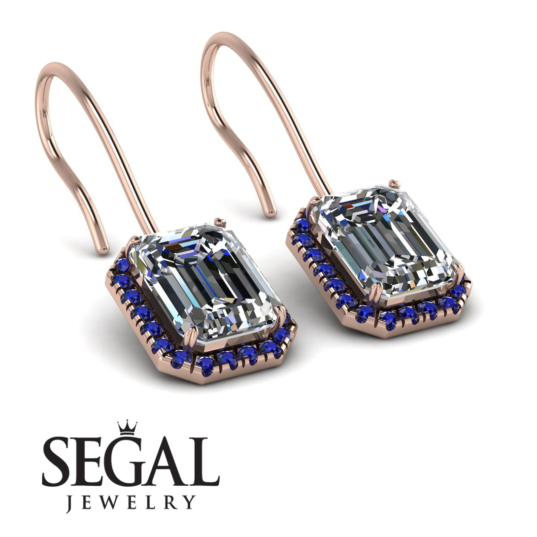 Halo Emerald Cut Diamond Earrings - Izabella No. 62