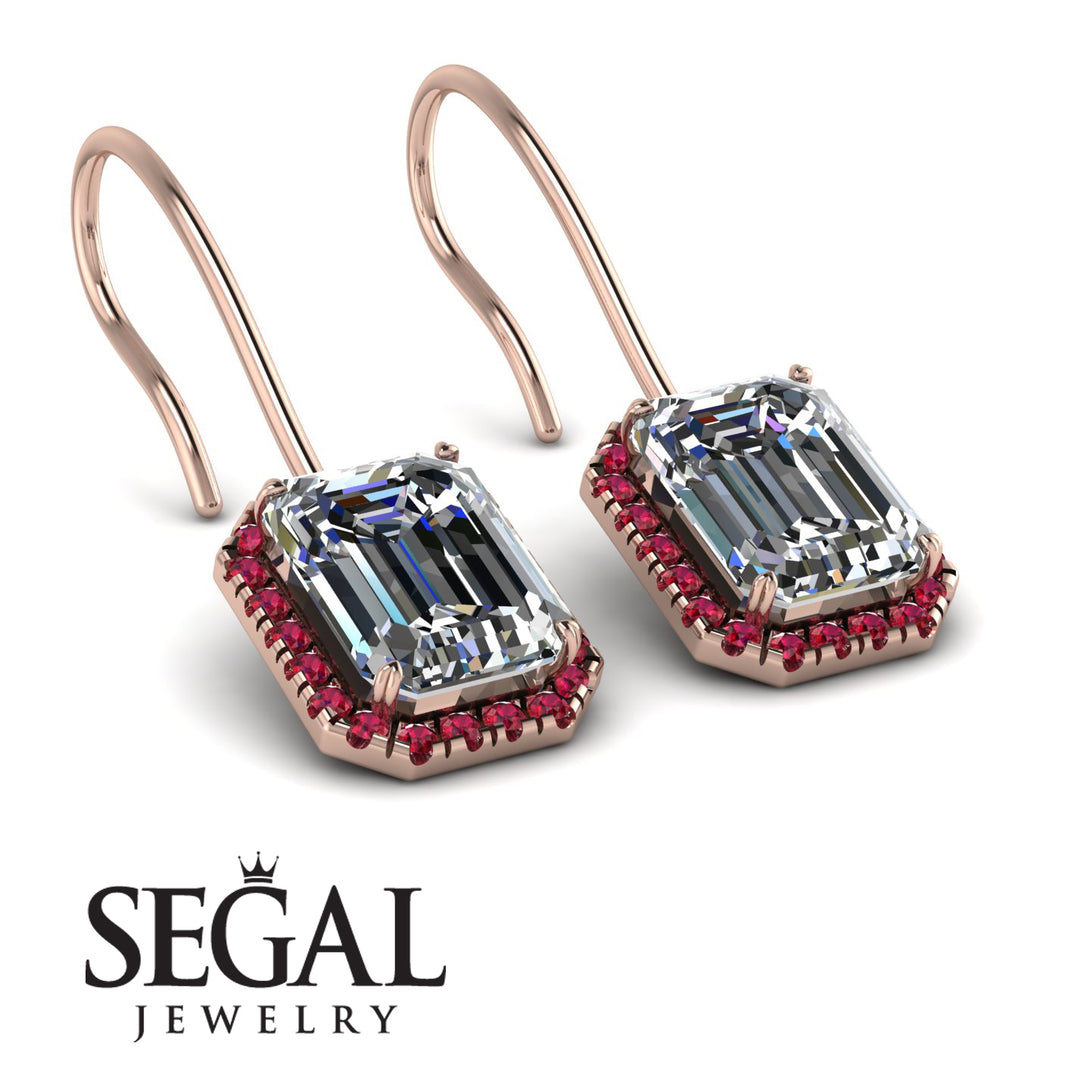 Halo Emerald Cut Diamond Earrings - Izabella No. 47