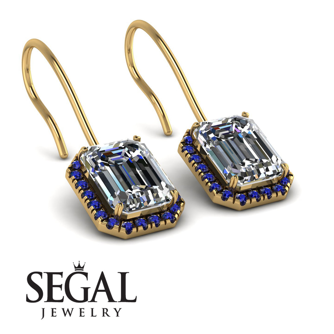 Halo Emerald Cut Diamond Earrings - Izabella No. 61