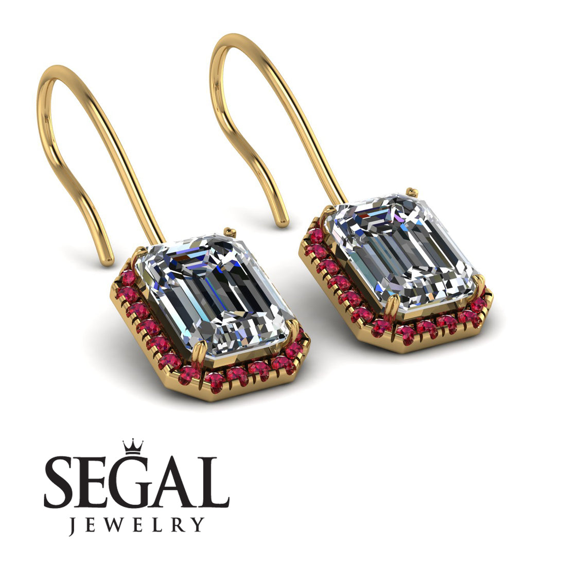 Halo Emerald Cut Diamond Earrings - Izabella No. 46