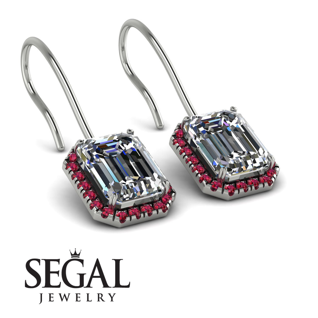 Halo Emerald Cut Diamond Earrings - Izabella No. 48