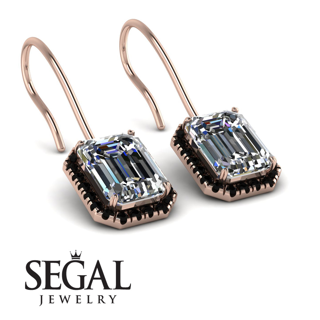 Halo Emerald Cut Diamond Earrings - Izabella No. 32