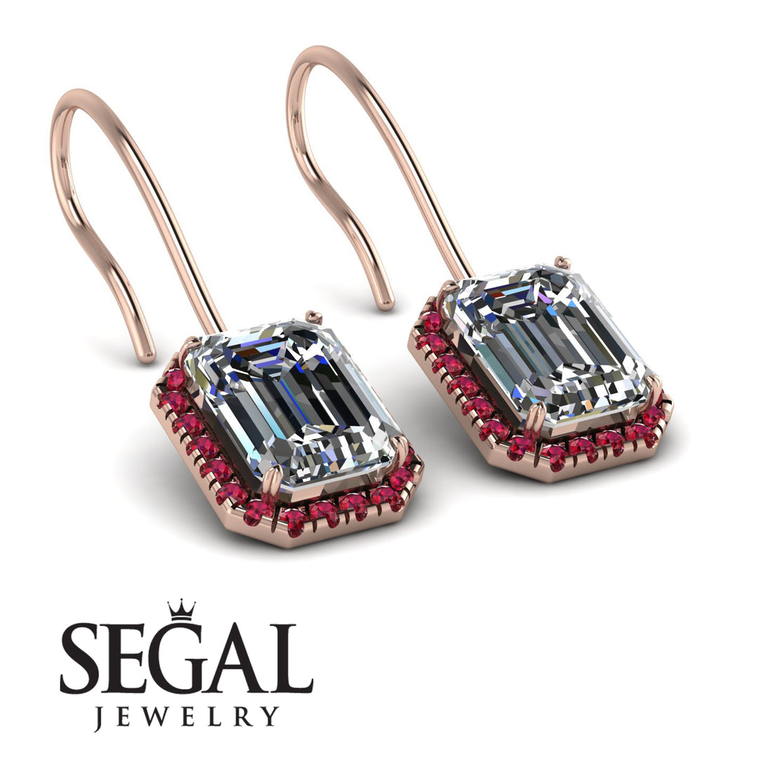 Halo Emerald Cut Diamond Earrings - Izabella No. 47