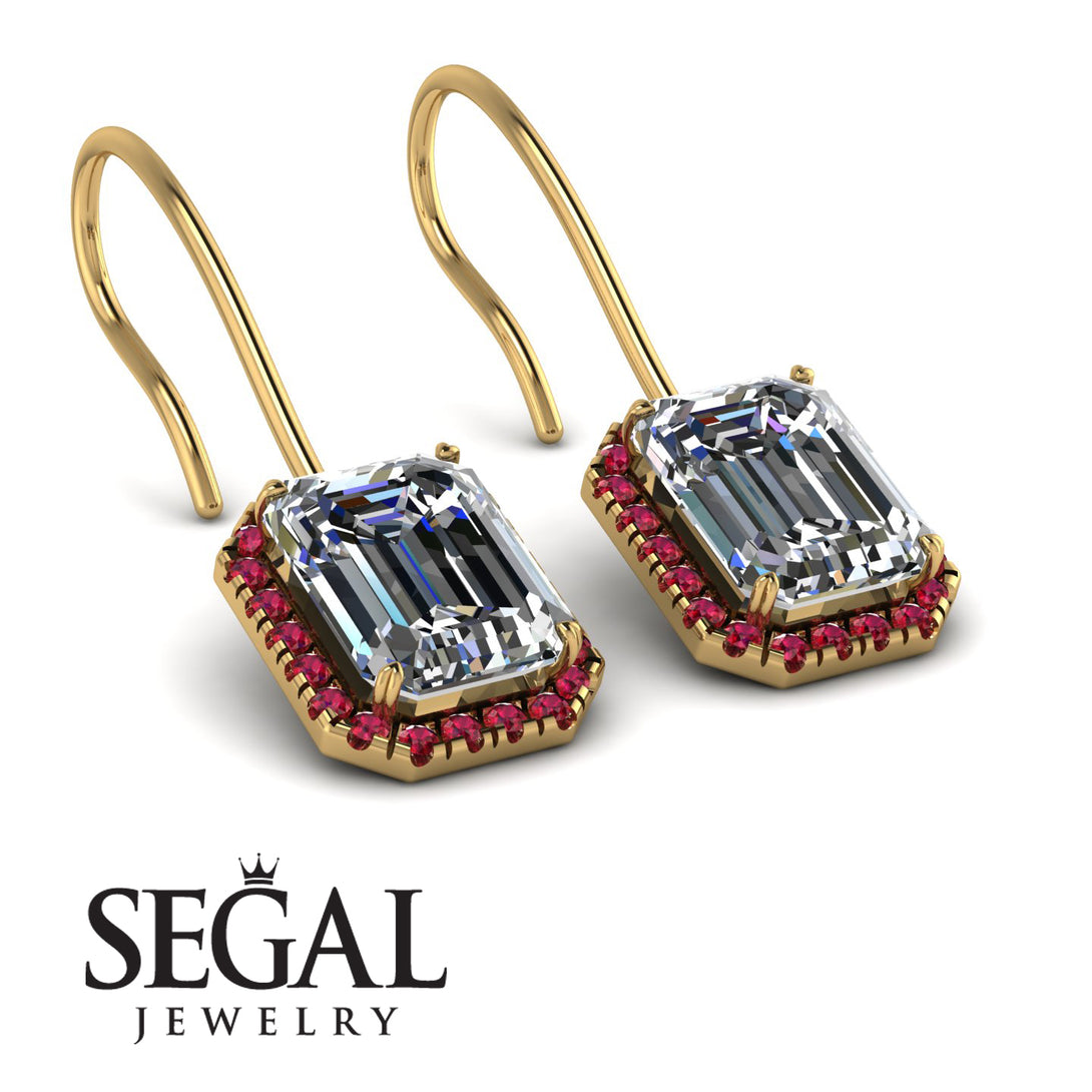 Halo Emerald Cut Diamond Earrings - Izabella No. 46