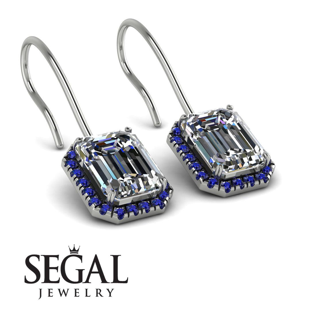 Halo Emerald Cut Diamond Earrings - Izabella No. 63