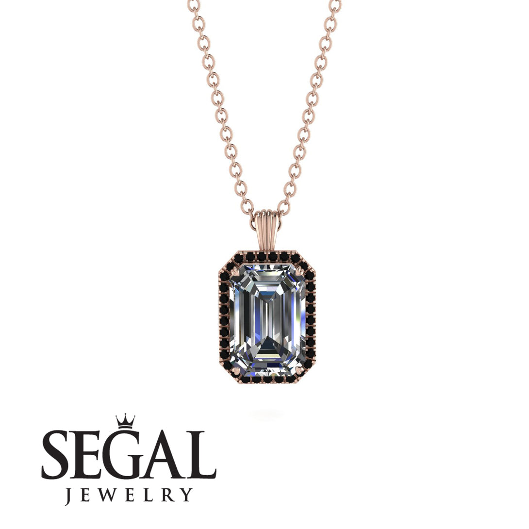 Halo Emerald Cut Diamond Necklace - Izabella No. 32