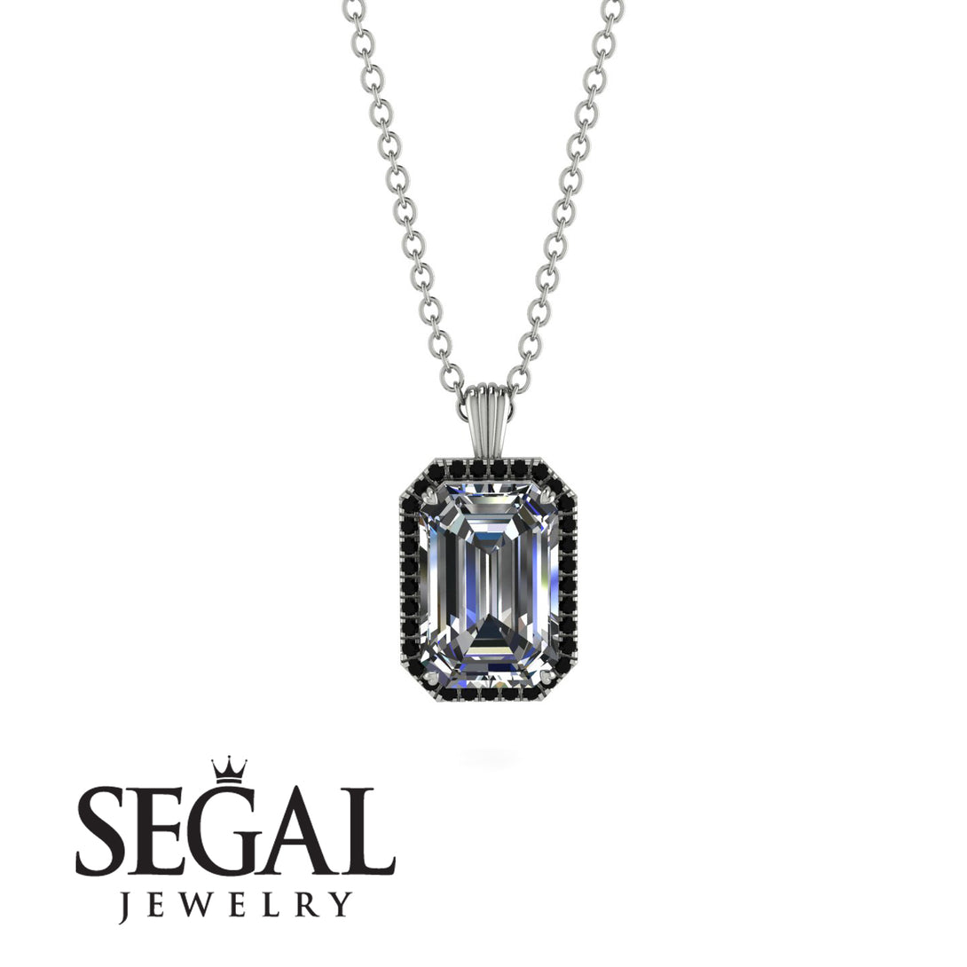 Halo Emerald Cut Diamond Necklace - Izabella No. 33