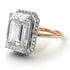 Two Tones Halo Emerald Cut Diamond Ring With Hidden Diamonds - Rowan No. 78