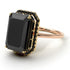Two Tones Halo Emerald Cut Black Diamond Ring With Hidden Diamonds - Rowan No. 79