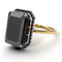 Two Tones Halo Emerald Cut Black Diamond Ring With Hidden Diamonds - Rowan No. 80