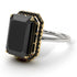 Two Tones Halo Emerald Cut Black Diamond Ring With Hidden Diamonds - Rowan No. 80