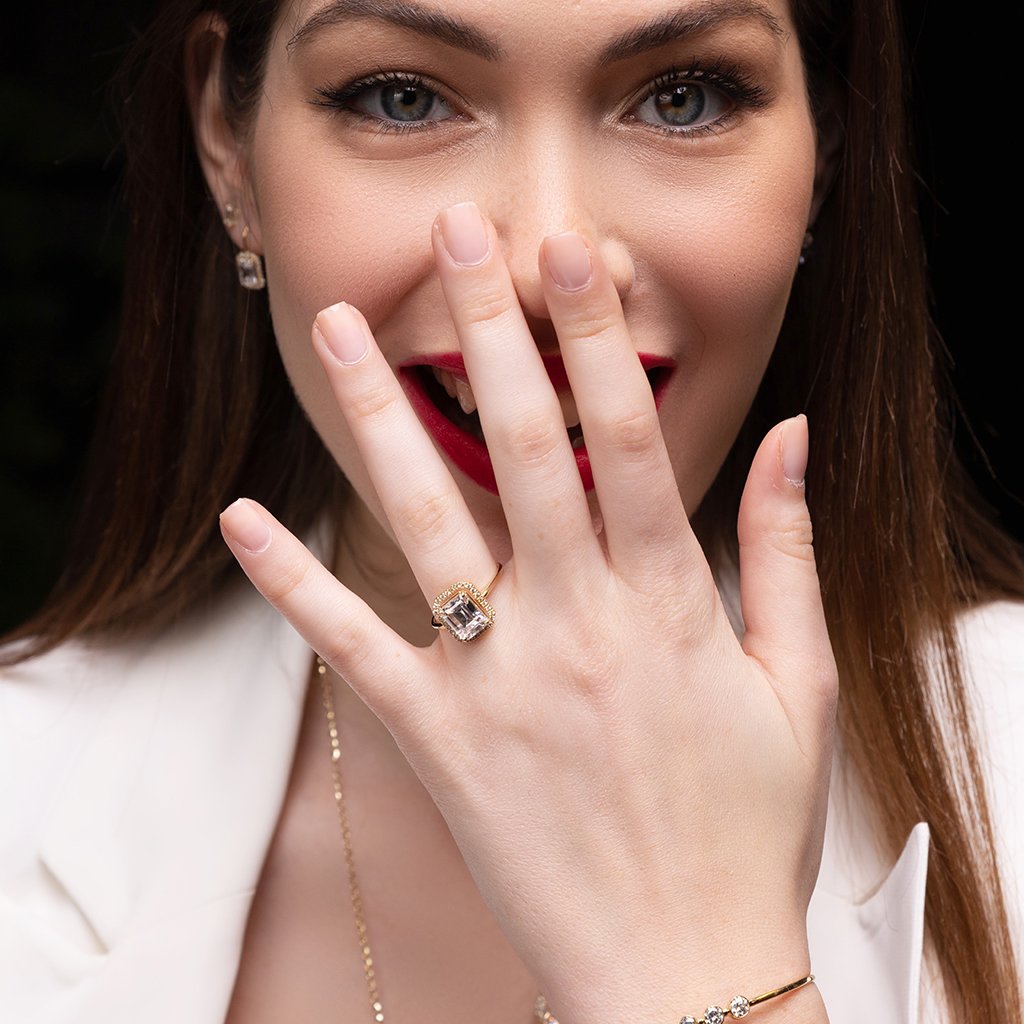 Ann's Custom Emerald Cut Halo Sapphire Engagement Ring - Izabella No. 730