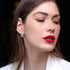 Halo Emerald Cut Ruby Earrings - Izabella No. 41