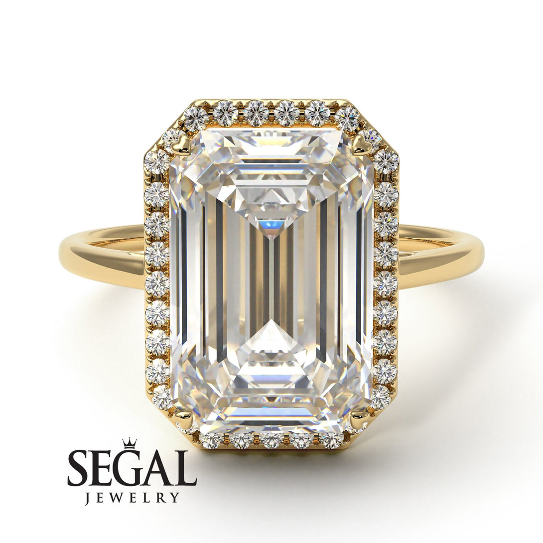 Halo Emerald Cut Halo Diamond Engagement Ring - Izabella No. 1