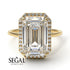 Halo Emerald Cut Halo Diamond Engagement Ring - Izabella No. 1