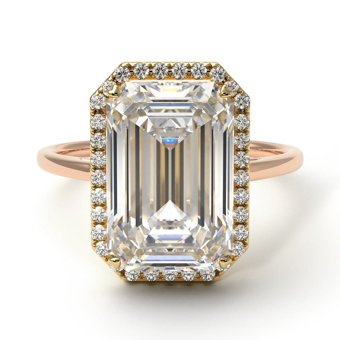 Two Tones Halo Emerald Cut Halo Diamond Engagement Ring - Izabella No. 76