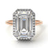 Two Tones Halo Emerald Cut Halo Diamond Engagement Ring - Izabella No. 78