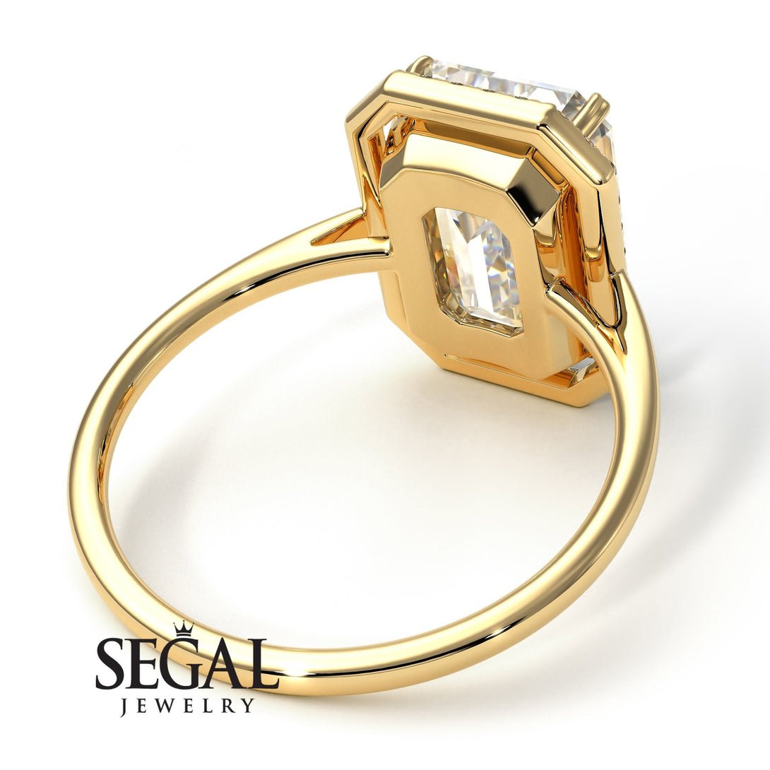 Halo Emerald Cut Halo Diamond Engagement Ring - Izabella No. 1