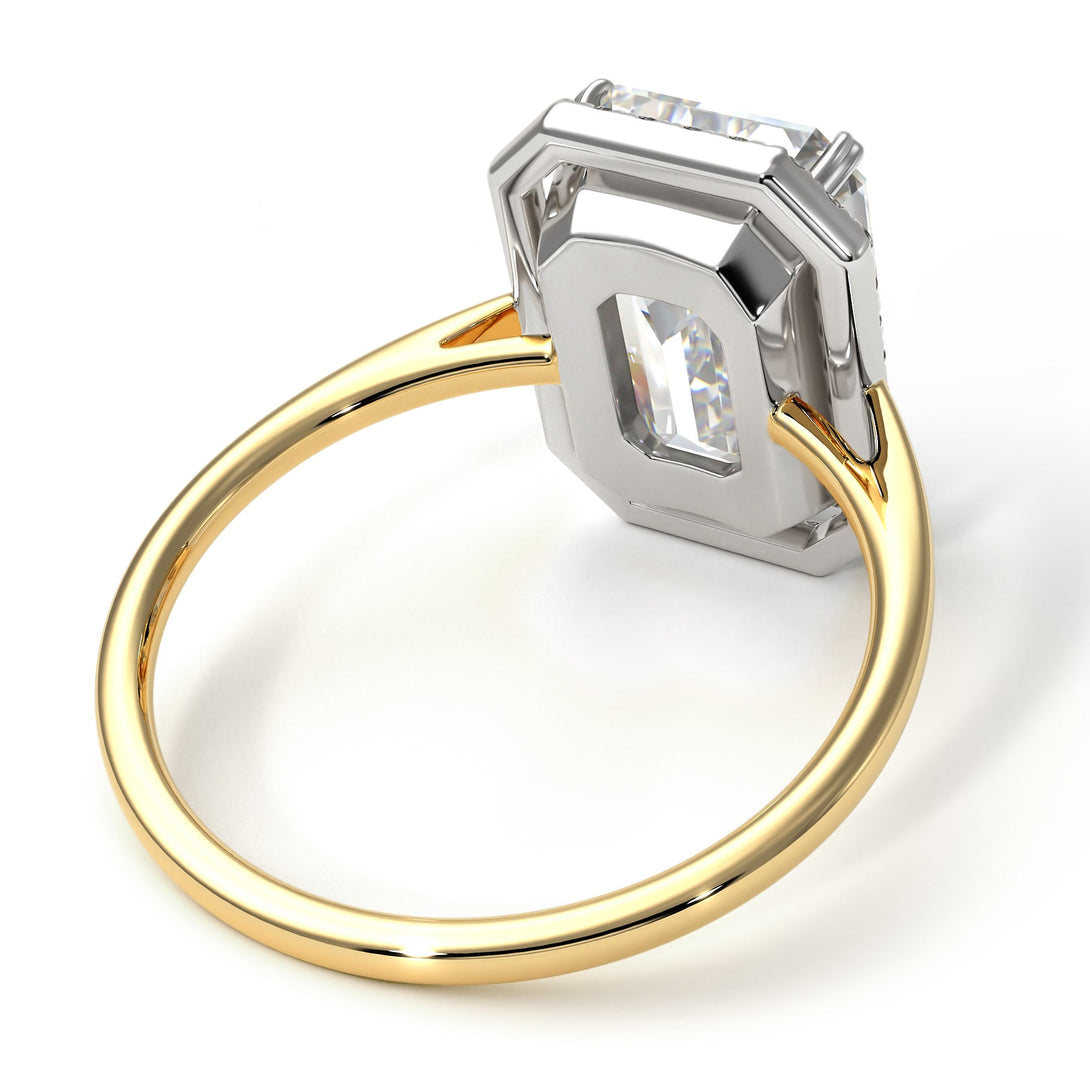 Two Tones Halo Emerald Cut Halo Diamond Engagement Ring - Izabella No. 77