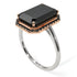 Two Tones Halo Emerald Cut Halo Black Diamond Engagement Ring - Izabella No. 81