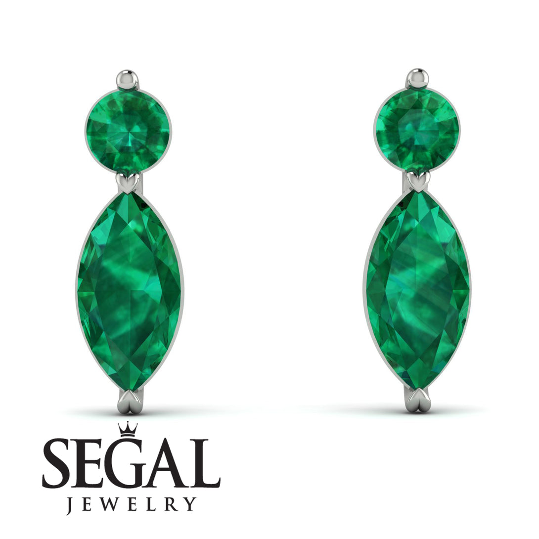 Hanging Marquise Emerald Earrings - Lacey No. 6