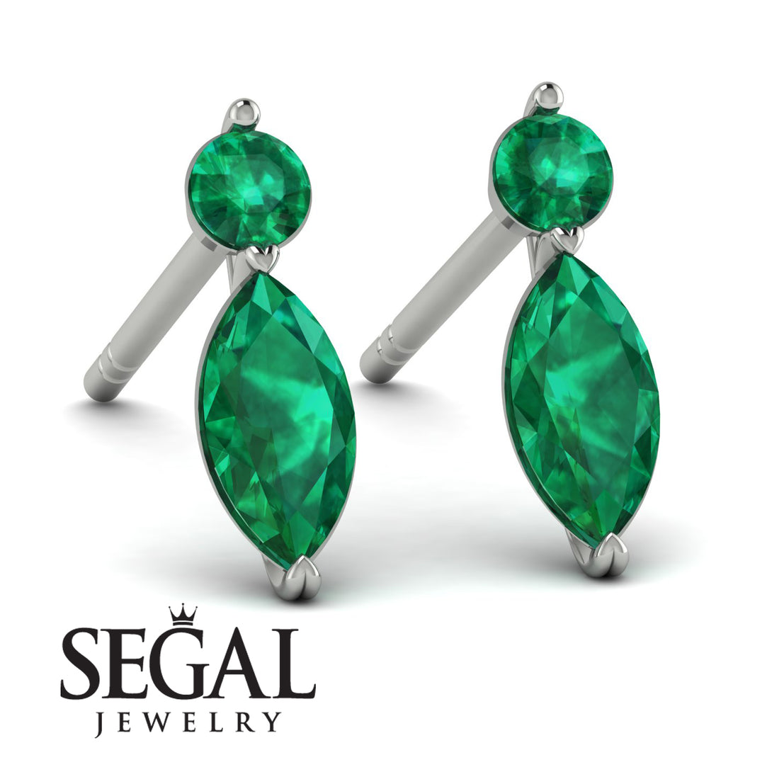 Hanging Marquise Emerald Earrings - Lacey No. 6