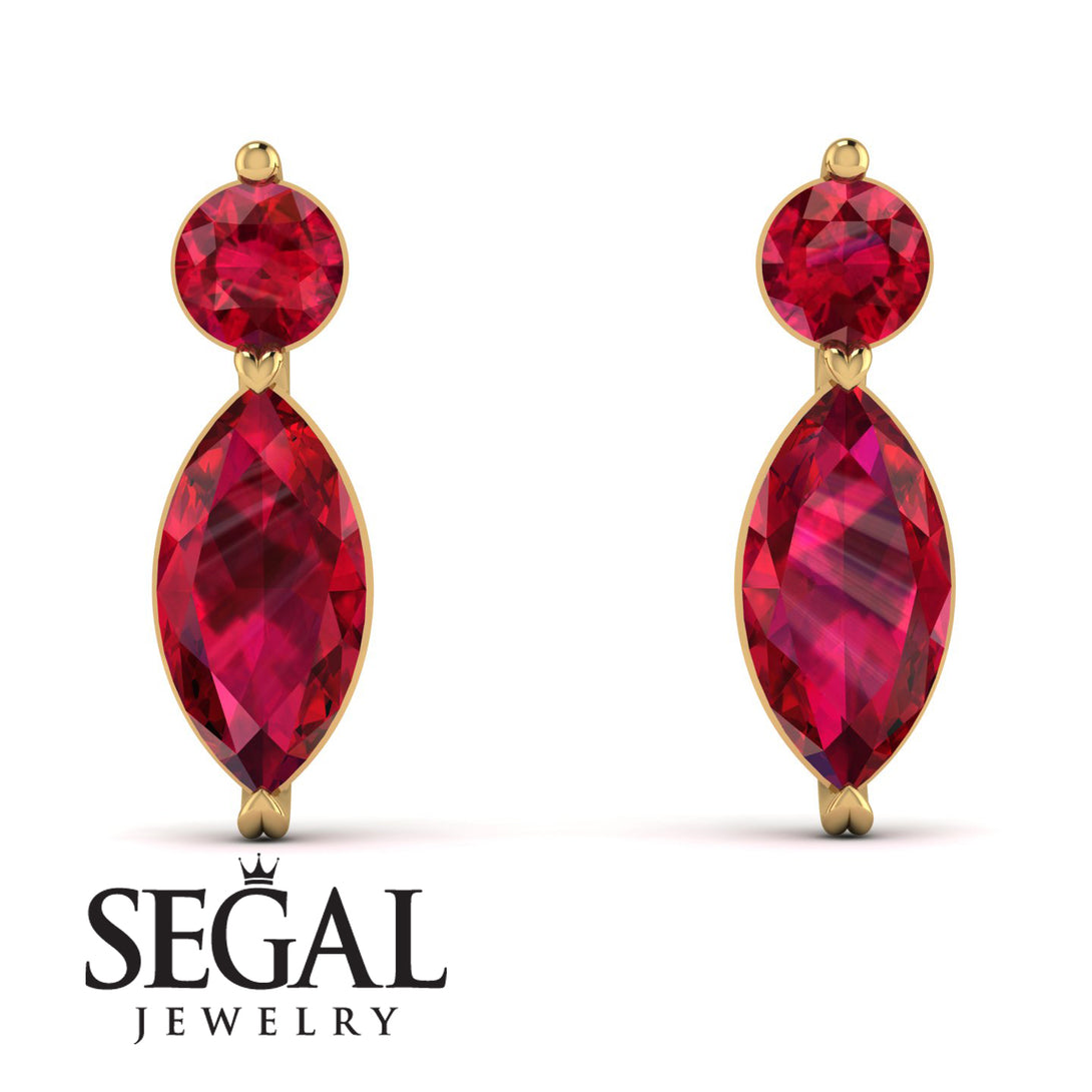 Hanging Marquise Ruby Earrings - Lacey No. 10