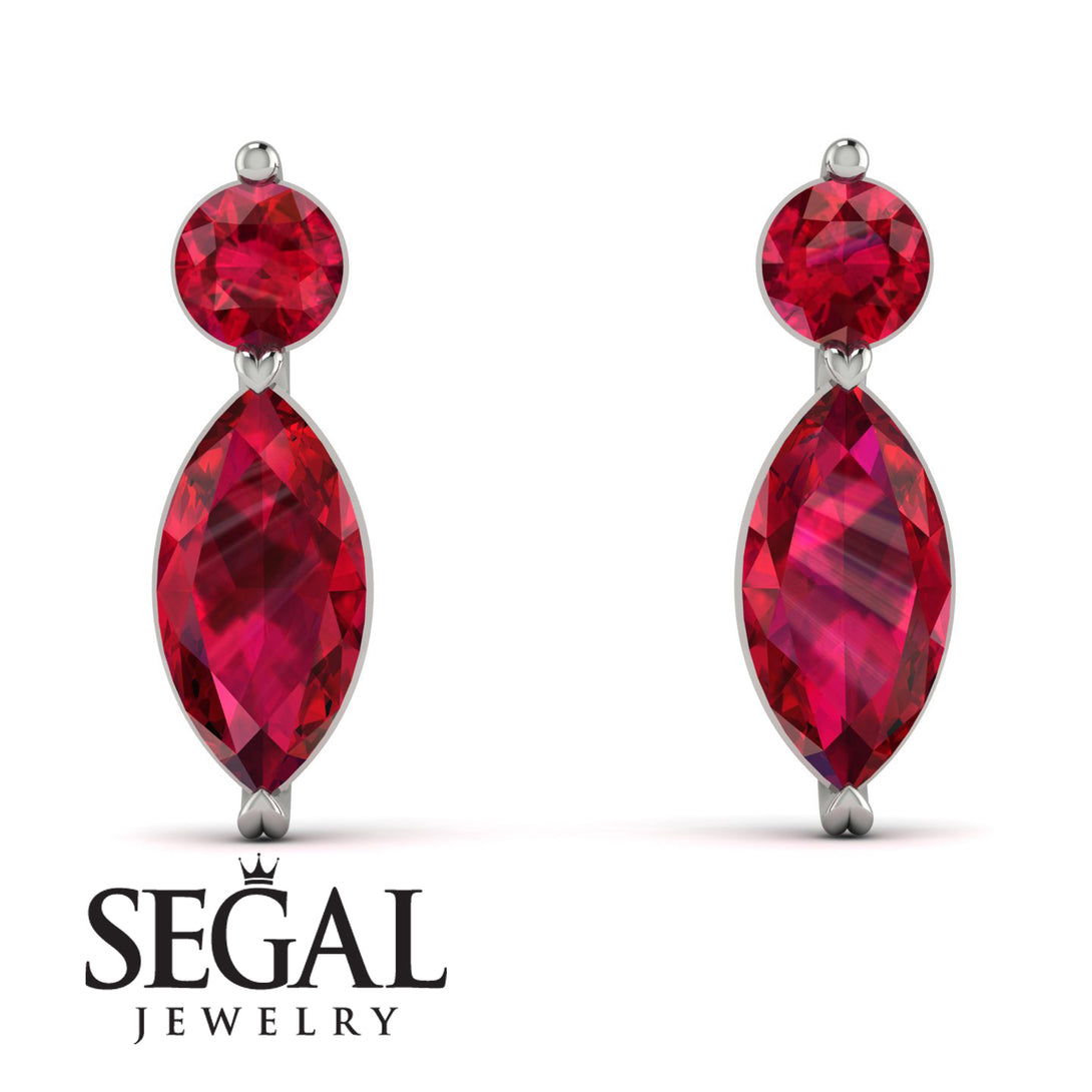 Hanging Marquise Ruby Earrings - Lacey No. 12